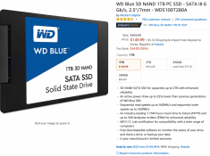 WD Blue 3D NAND 1TB PC SSD $149.99 + $5.32 직배
