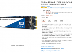 WD Blue 3D NAND 1TB PC SSD M.2 $149.99 + $5.26 직배